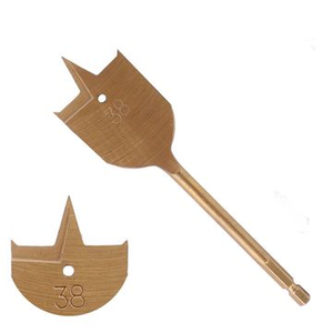 Broca de espada para madera plana de tres puntas con v&aacute;stago hexagonal de cambio r&aacute;pido recubierta de titanio con ranura de corte