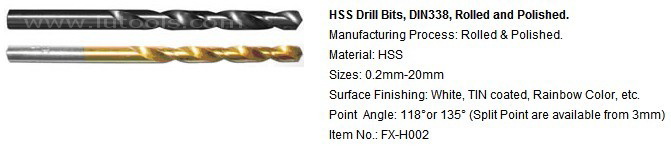 Titanium Coated HSS Straight Shank Twist Drill Bits