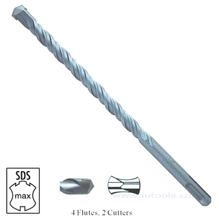 SDS Max Hammer Drill Bits 4 Flute 2 Cutter bright for all concrete and stone applications