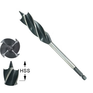 Welding HSS Head Four Flutes Wood Quad Auger Drill Bit for Speed Feed Long Drilling 